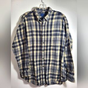 Towncraft blue gray flannel shirt men's L  #2539